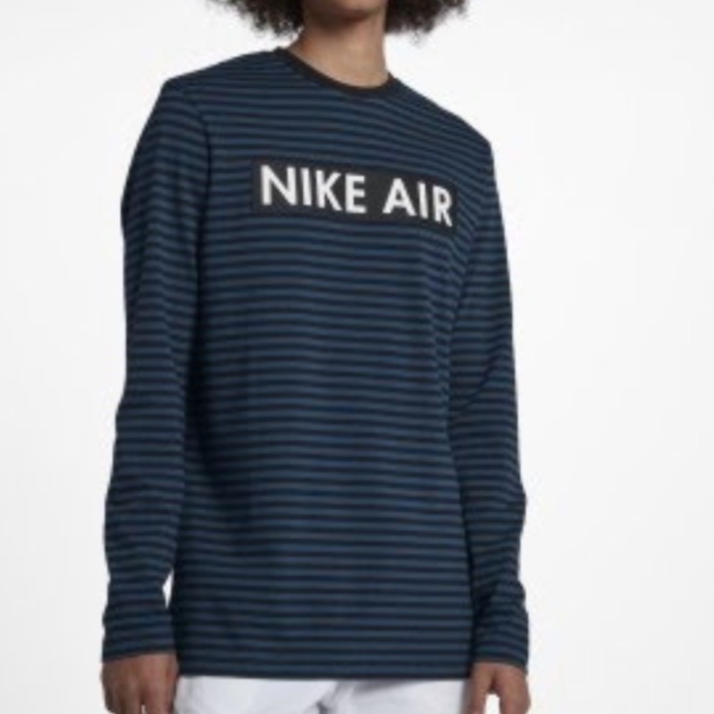 Nike Air Black and Blue Striped Long Sleeve